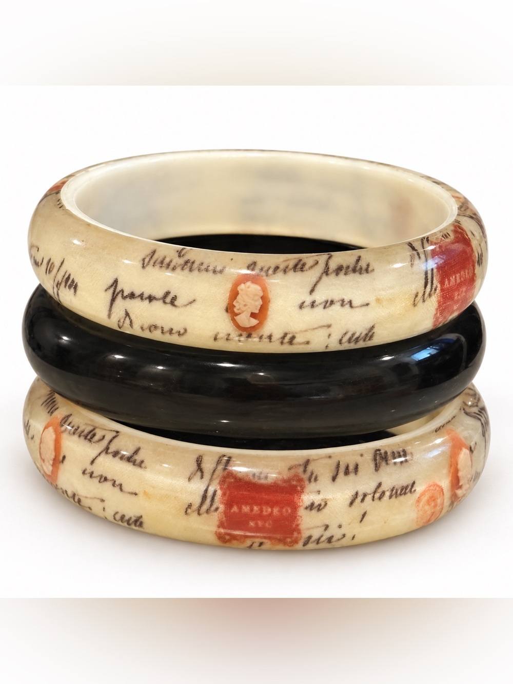 Amedeo NYC “Lettera D’Amore” Three-Piece Bangle Set